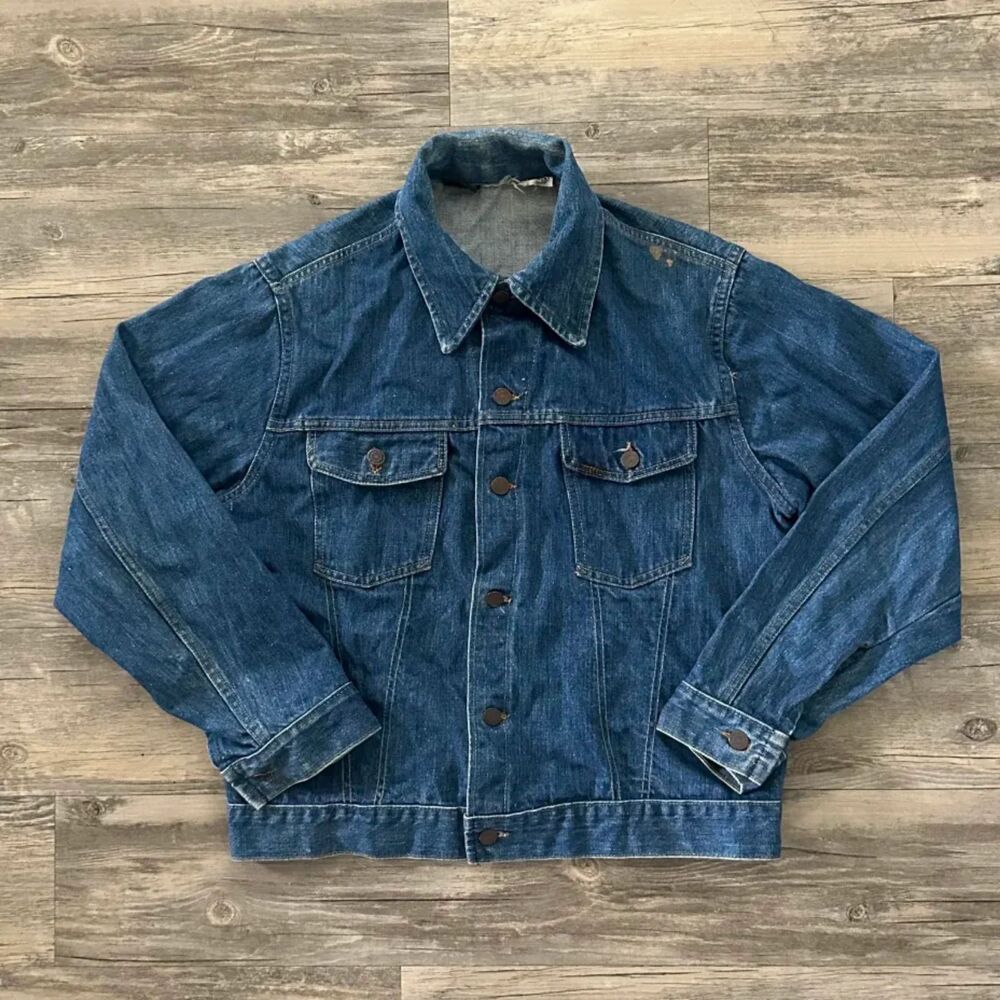 Vintage 60s Roebucks Selvedge Denim Jean Jacket Size 42R